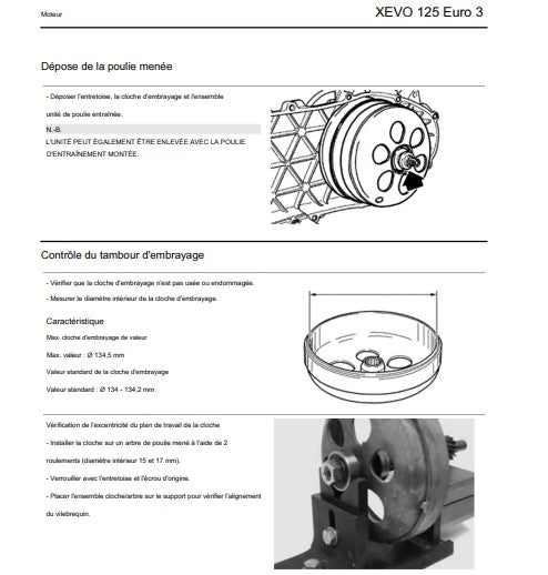 Manuel d'atelier Piaggio 125 XEVO 2008 français { {{ Docautomoto }}