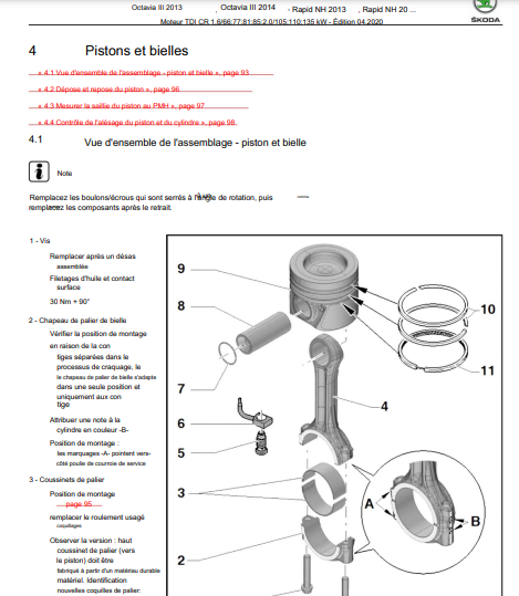 Manuel d'atelier Skoda yeti 2009 2013 pdf français { {{ Docautomoto }}