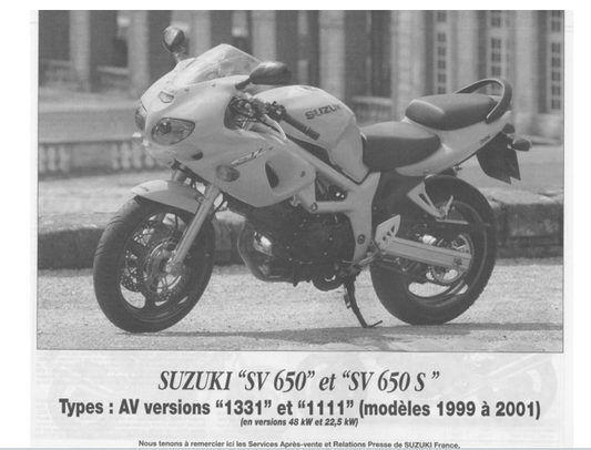 Manuels d'atelier Suzuki SV 650 1999 { {{ Docautomoto }}
