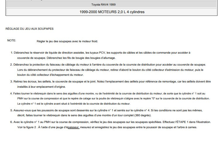 Manuel d'atelier Toyota RAV 4 96 2000 français { {{ Docautomoto }}