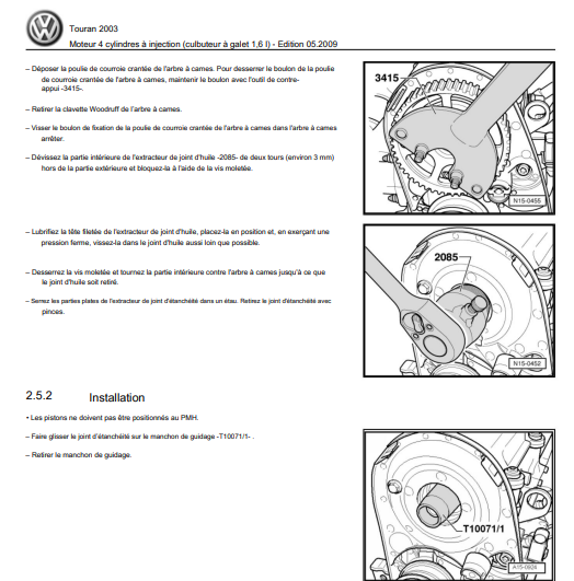 Manuel d'atelier Volkswagen Touran français Docautomoto