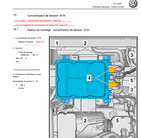Manuel d'atelier Volkswagen ID 3 français { {{ Docautomoto }}