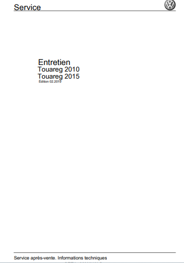 Manuel d'atelier Volkswagen touareg 2010 2017 Docautomoto