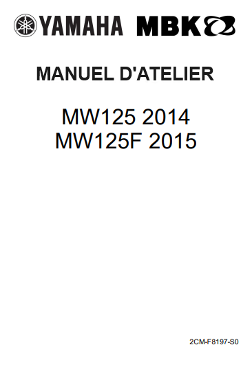 Manuel d’atelier Yamaha 125 Tricity 2014 2015 { {{ Docautomoto }}