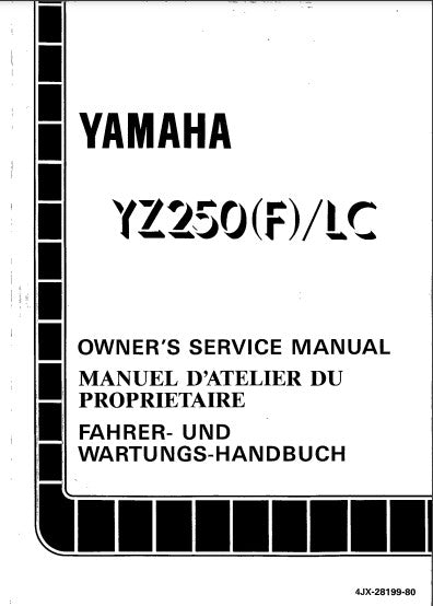 Manuel d'atelier Yamaha 250 YZ 1994 { {{ Docautomoto }}