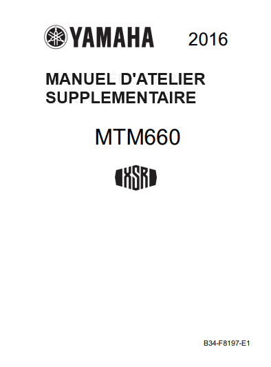 Manuel d'atelier Yamaha 700 XSR 2016 français { {{ Docautomoto }}