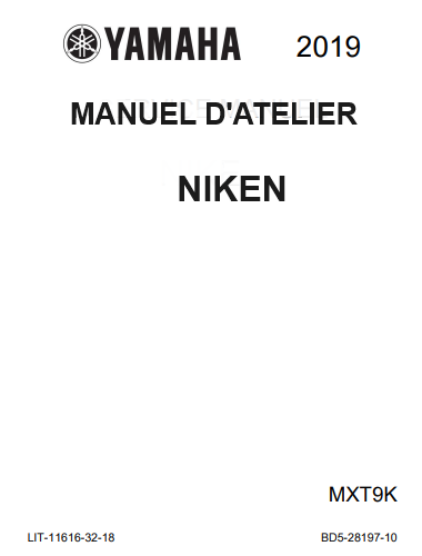 Manuel d'atelier Yamaha 900 Niken 2019 français { {{ Docautomoto }}