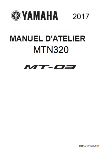 Manuel d'atelier Yamaha MT 03 2017 français { {{ Docautomoto }}