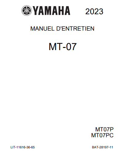 Manuel d'atelier Yamaha MT 07 2023 français { {{ Docautomoto }}