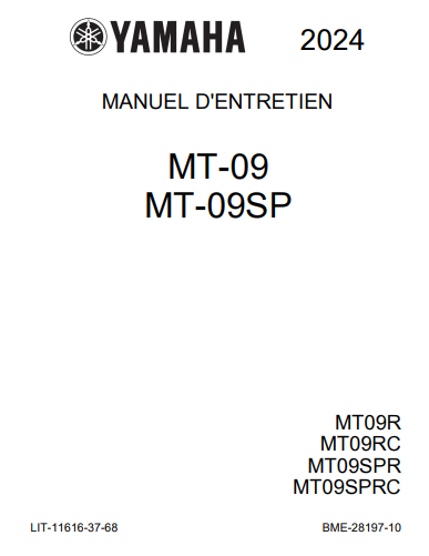 Manuel d'atelier Yamaha MT 09 2024 pdf français { {{ Docautomoto }}