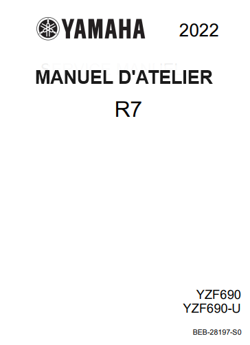 Manuel d'atelier Yamaha R7 2022 français { {{ Docautomoto }}