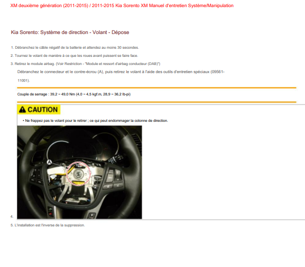 Manuel d'atelier Kia Sorento 2011 2015 français { {{ Docautomoto }}