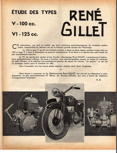Manuel d'atelier René Gillet 100 125 1951 { {{ Docautomoto }}