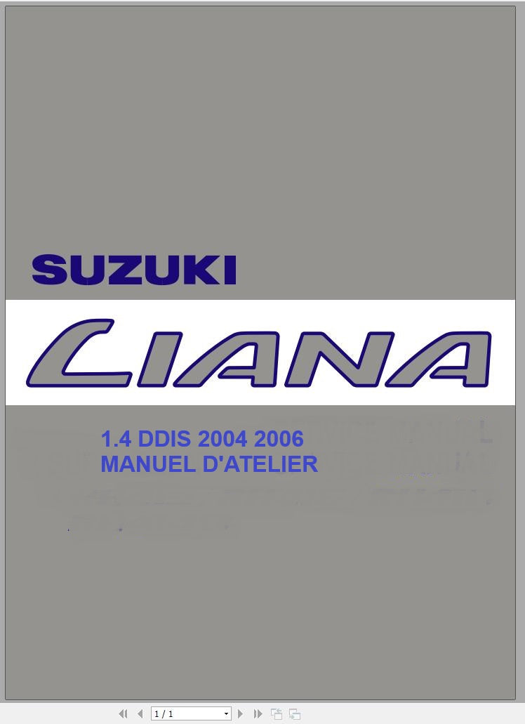 manuel d'atelier Suzuki Liana 1.4 DDIS 2004 français { {{ Docautomoto }}