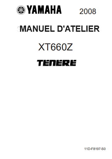 Manuel d'atelier Yamaha XTZ 660 Ténéré 2008 français { {{ Docautomoto }}