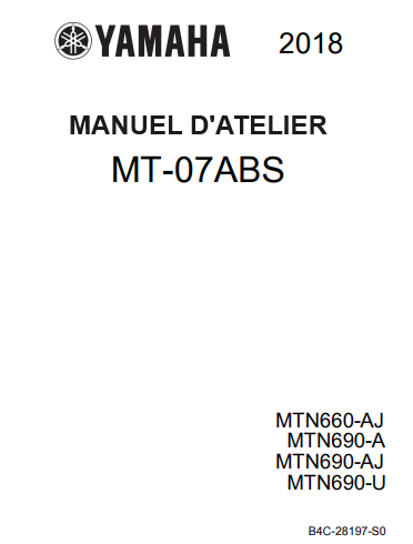 manuel d'atelier Yamaha MT 07 2018 français { {{ Docautomoto }}