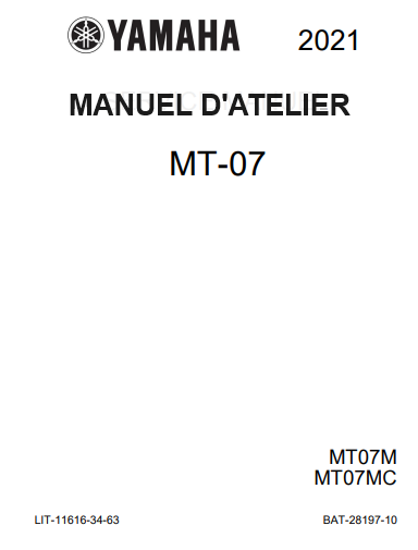 manuel d'atelier Yamaha MT 07 2021 français { {{ Docautomoto }}