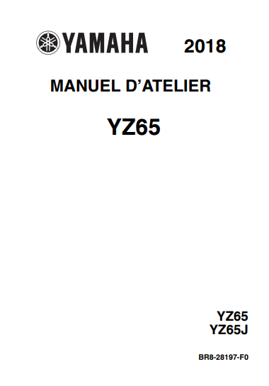 Manuel d'atelier Yamaha YZ 65 2018 { {{ Docautomoto }}
