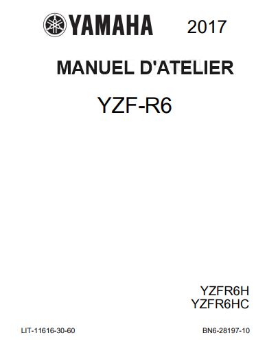 manuel d'atelier Yamaha YZF R6 2017 français { {{ Docautomoto }}