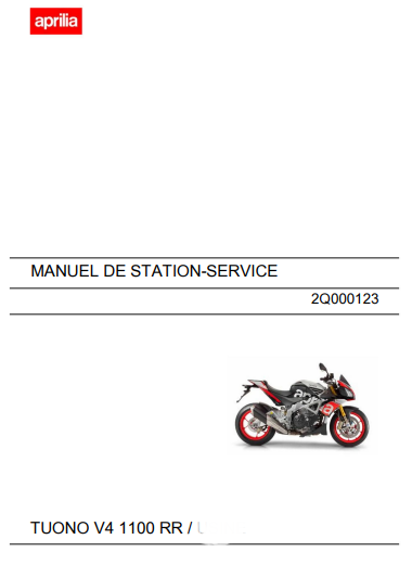 Manuel d'atelier Aprilia Tuono V4 1100 RR 2016 français { {{ Docautomoto }}