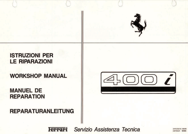 manuels d'atelier Ferrari 400 et 412 français { {{ Docautomoto }}