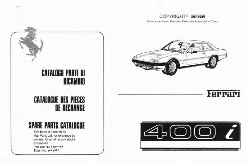 manuels d'atelier Ferrari 400 et 412 français { {{ Docautomoto }}