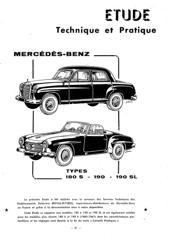 Manuel de réparation Mercedes 180 Ponton et 190 SL Docautomoto
