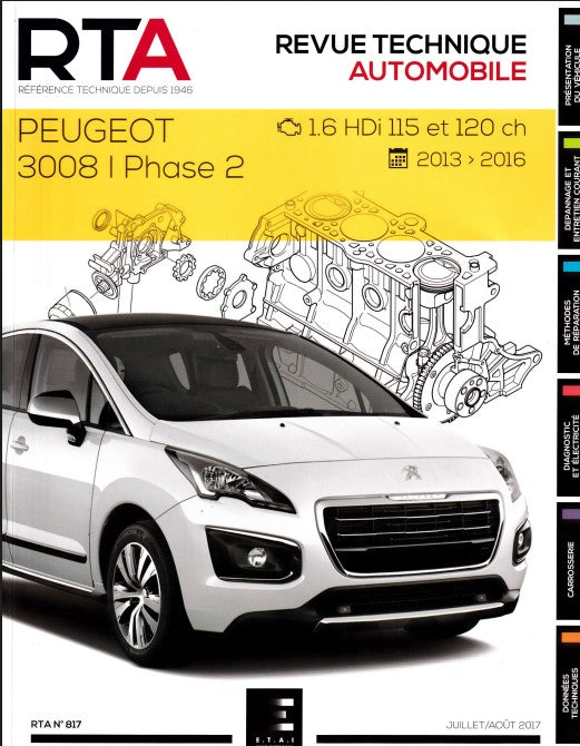 Revue technique Peugeot 3008 HDI 2013 2016 Docautomoto
