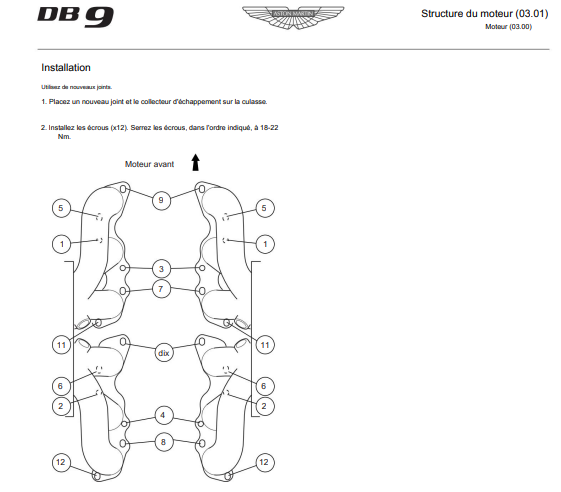 Manuel d'atelier Aston Martin DB9 2005 en français { {{ Docautomoto }}