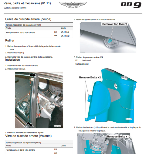 Manuel d'atelier Aston Martin DB9 2005 en français { {{ Docautomoto }}