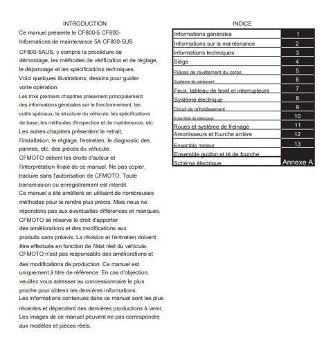 Manuel d'atelier CFmoto 800 Explorer 2023 français Docautomoto