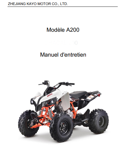 manuel d'atelier Kayo A200 français { {{ Docautomoto }}