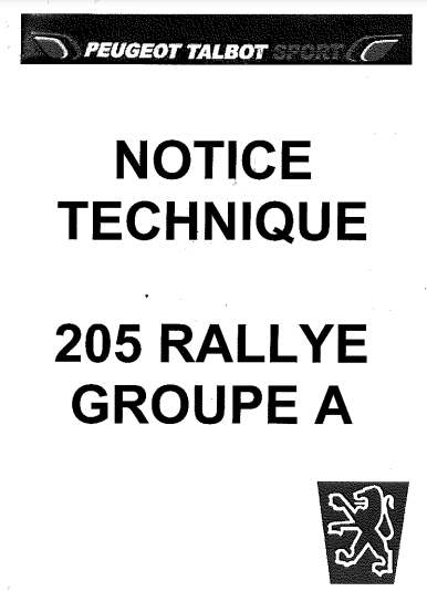 manuel d'atelier Peugeot 205 rallye Groupe A { {{ Docautomoto }}