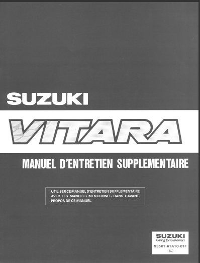 Manuels d'atelier Suzuki Vitara 1988 1998 français { {{ Docautomoto }}