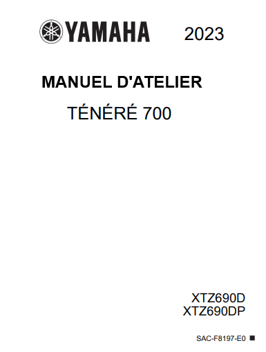 Manuel d'atelier Yamaha 700 Ténéré 2023 français { {{ Docautomoto }}