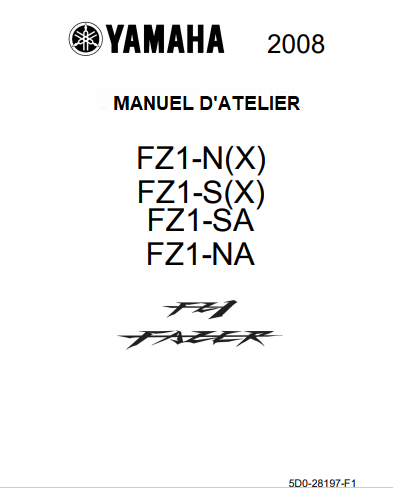 manuel d'atelier Yamaha FZ1 2008 en Français { {{ Docautomoto }}