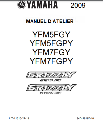 Manuel d'atelier Yamaha Grizzly 550 700 français { {{ Docautomoto }}