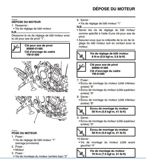 Manuel d'atelier Yamaha MT 10 2016 français { {{ Docautomoto }}
