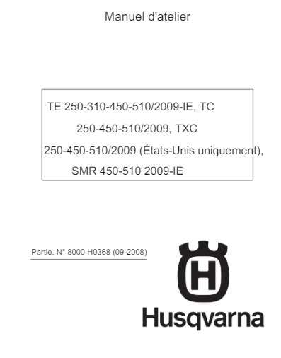 manuel d'atelier Husqvarna TE 2009 { {{ Docautomoto }}