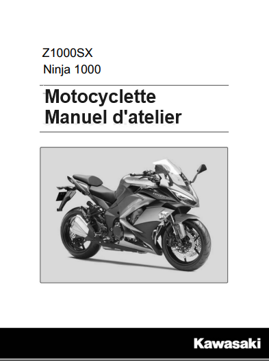 manuel d'atelier kawasaki Z 1000 SX Ninja 2018 français { {{ Docautomoto }}