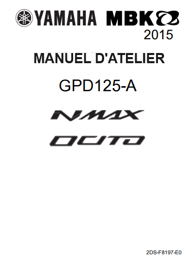 Manuel d'atelier Yamaha 125 Nmax MBX 125 Ocito 2015 { {{ Docautomoto }}
