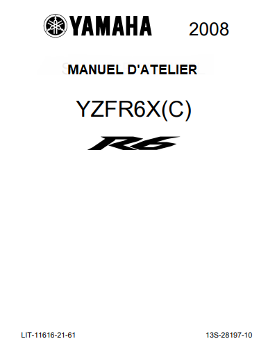 manuel de réparation Yamaha R6 2008 en français { {{ Docautomoto }}