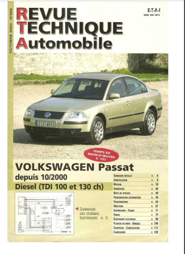 Manuel de réparation Volkswagen passat tdi 2000 Docautomoto