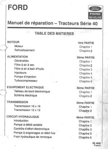 Manuel d'atelier tracteur Ford serie 40 { {{ Docautomoto }}