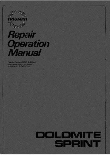 manuel d'atelier Triumph Dolomite Sprint { {{ Docautomoto }}