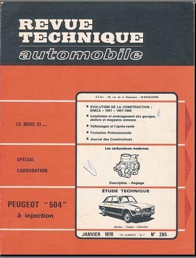 manuel d'atelier Peugeot 504 injection berline coupé cabriolet { {{ Docautomoto }}