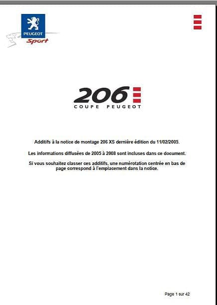 Manuel d'atelier préparation Peugeot 206 { {{ Docautomoto }}