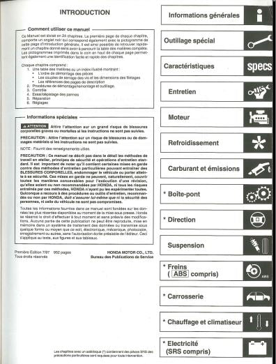 manuels d'atelier Honda Integra 98 99 2000 { {{ Docautomoto }}