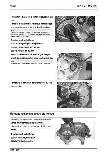manuel d'atelier Piaggio 400 MP3 2009 { {{ Docautomoto }}