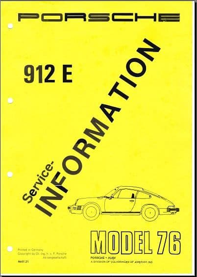 Manuel d'atelier Porsche 912 E { {{ Docautomoto }}